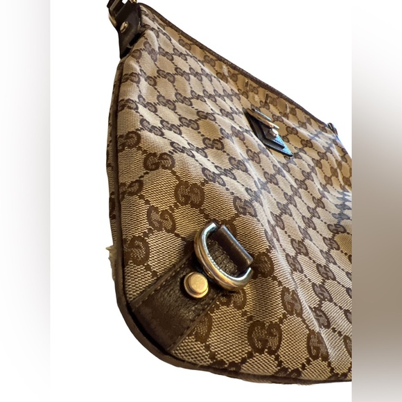 Gucci Logo Abbey GG Pattern D-Ring Canvas/Leather Crossbody Shoulder Bag Brown - Picture 8 of 16